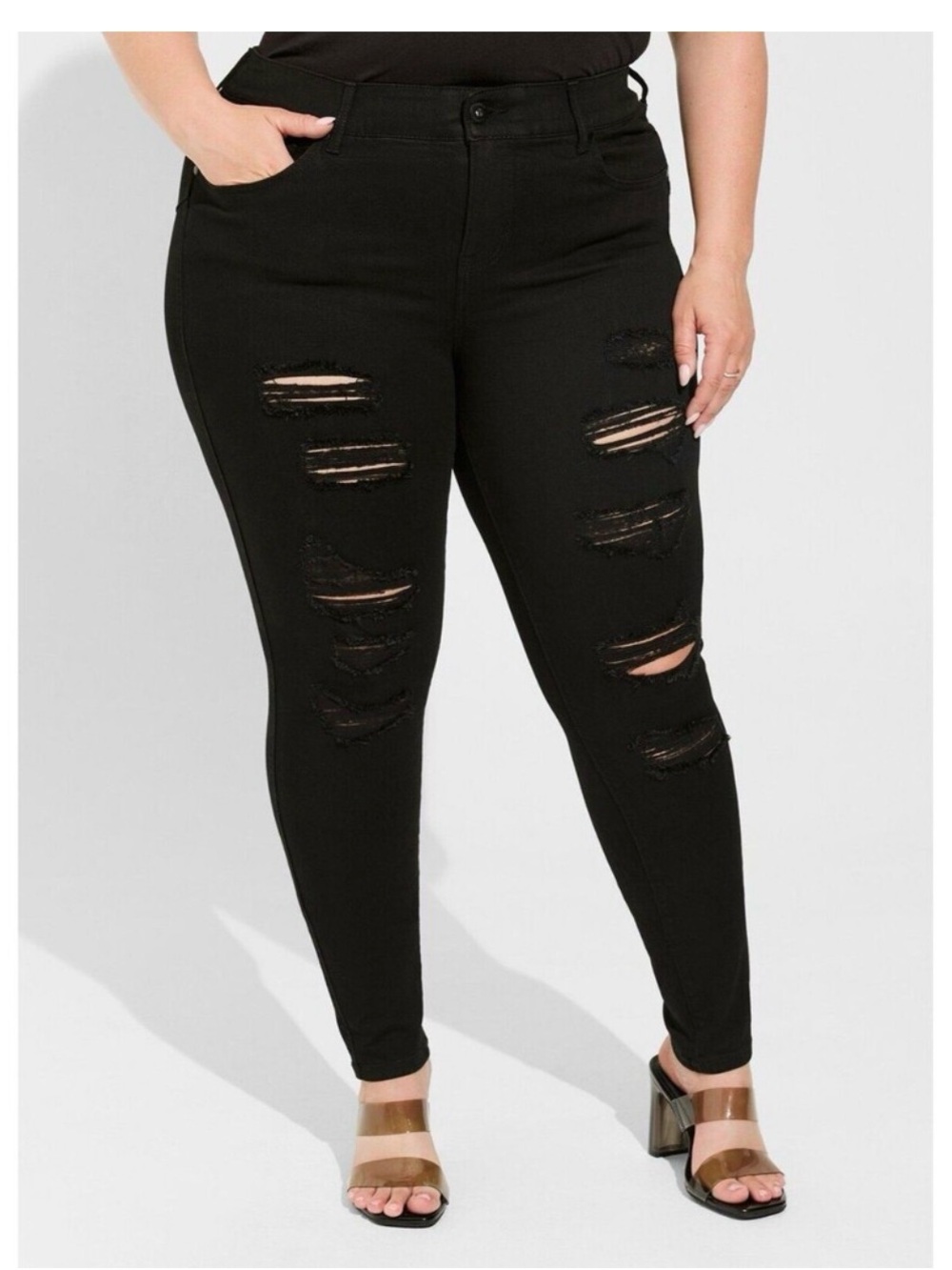 Plus Size Black Ripped Skinny Jeans